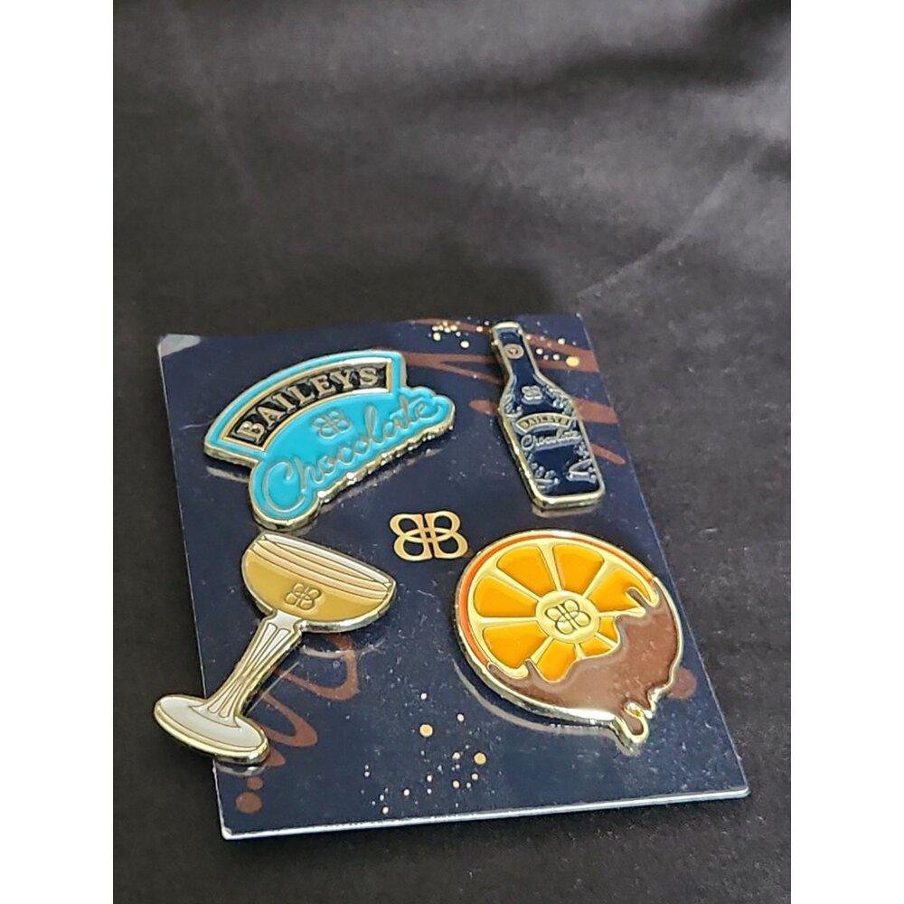 Set of 4 Chocolate Baileys Themed Enamel Lapel Pins Flare